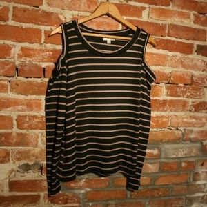 Anthropologie NYTT Striped Cold-Shoulder Blouse